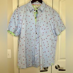 Watermelon Print - Men’s Button Up Short Sleeve Shirt